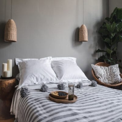 Gray and White Throw Blanket