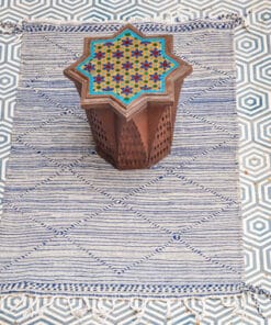 blue and beige rug