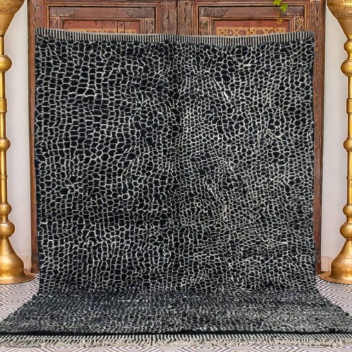 snake black and white moroccan rug