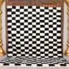 Moroccan black and white checkered rug