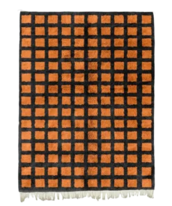 black and brown checkered rug handmade Moroccan rug Dusk Pattern