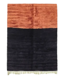 black and brown abstract rug – handmade Moroccan wool beni mrirt rug with modern design