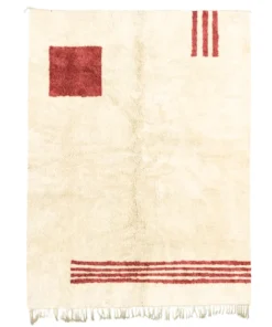 Quiet medina red and white striped rug handwoven in Morocco