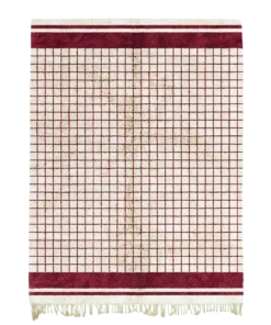red and white checkered rug – handmade Moroccan wool rug with grid pattern