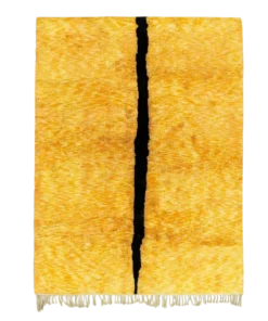 Chourouk yellow black rug with bold wool stripe design