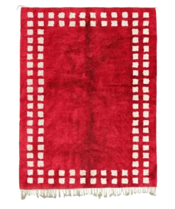 Marrakech Squares red beige rug with cream square border