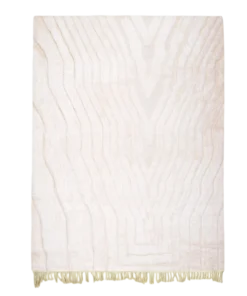 White Mirage white Moroccan rug with subtle linear geometric design