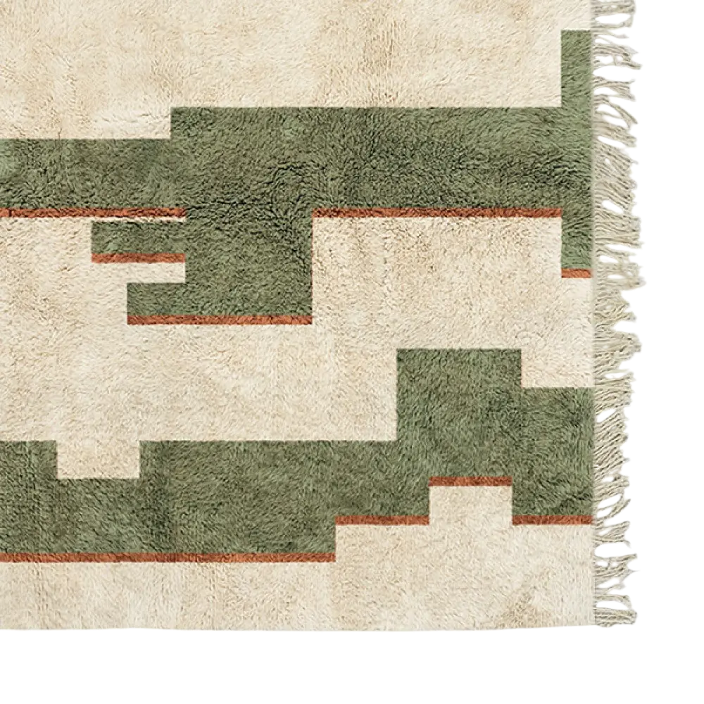 Atlas Cactus Beige and Green Rug 2 Atlas Cactus beige and green rug with contemporary geometric cactus design