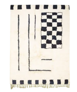 Checkmate black white checkered rug with bold artisan wool design