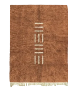 Desert Code brown rug with minimalist white line pattern