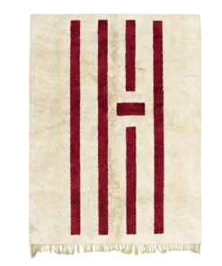 Silent Break red cream rug with bold linear minimalist design